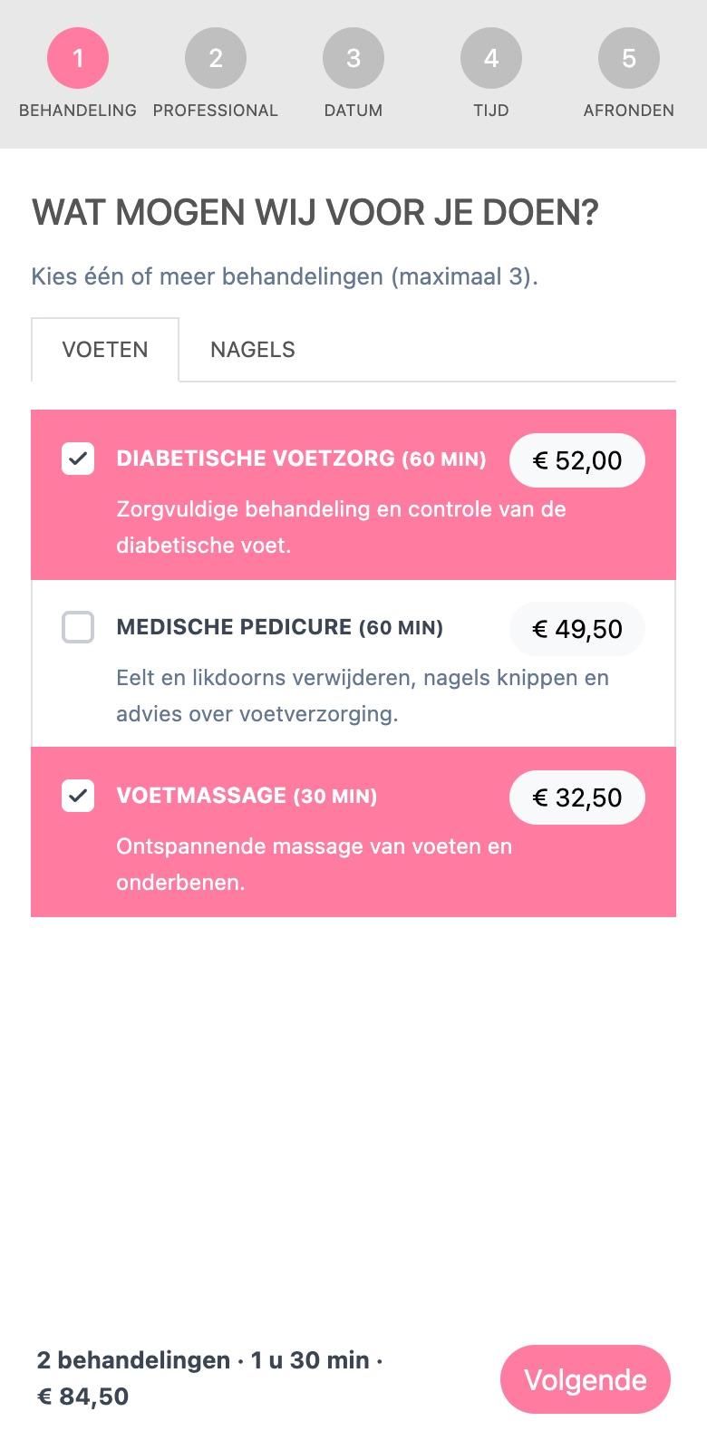 Meerdere behandelingen in één afspraak