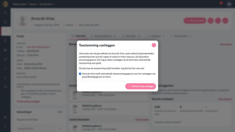 Toestemming voor gezondheidsgegevens vastleggen op de klantkaart